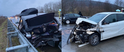 Unfall auf A6 hinter Homburg: Zwei Verletzte, Vollsperrung und viele Gaffer