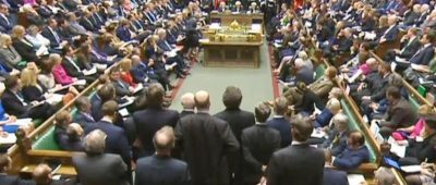 Die Debatte mit Premierministerin Theresa May im britischen Unterhaus in London. Das Brexit-Gesetz geht hier in die entscheidende Abstimmung. Foto: PA Wire