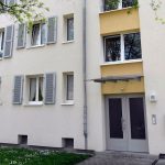 Blick auf ein Wohnhaus in Frankenthal (Rheinland-Pfalz) am 14.05.2016. Hier soll ein Mann sein zwei Monate altes Baby aus dem Fenster seiner Wohnung im zweiten Stock geworfen und getötet haben.