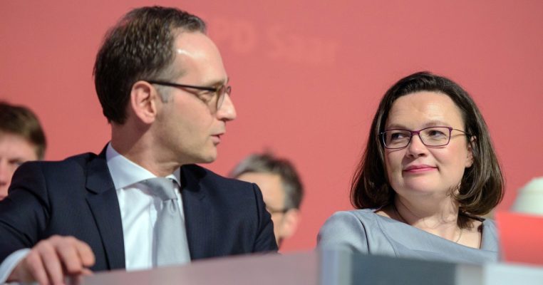 Bundesaußenminister Heiko Maas und SPD-Chefin Andrea Nahles werden heute in Saarbrücken erwartet. Archivfoto:    Oliver Dietze/dpa-Bildfunk.