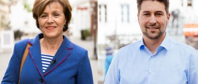 Amtsinhaberin Charlotte Britz (SPD) (links) muss in die Stichwahl gegen Uwe Conradt (CDU) um den Posten des Saarbrücker Oberbürgermeisters gehen. Fotos: Tobias Ebelshäuser/SOL.DE.