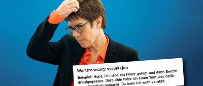 Annegret Kramp-Karrenbauer ist nach ihren Äußerungen zur Meinungsfreiheit Thema auf Twitter: #AKKRücktritt. Foto: Kay Nietfeld/dpa-Bildfunk; Screenshot: extra3