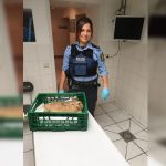 Die Polizei Homburg hat ein verletztes Kaninchen gerettet. Auf dem Bild kümmert sich Polizeikommissarin Lena Becker um das Tier. Foto: Polizei