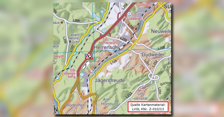Die Normalspur wird zwischen Ludwigsberg und Herrensohr gesperrt. Grafik: Landesbetrieb für Straßenbau.