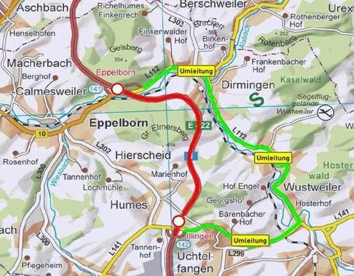 Die A1 wird zwischen den Anschlusstellen Eppelborn und Illingen gesperrt. Bild: Landesbetrieb für Straßenbau