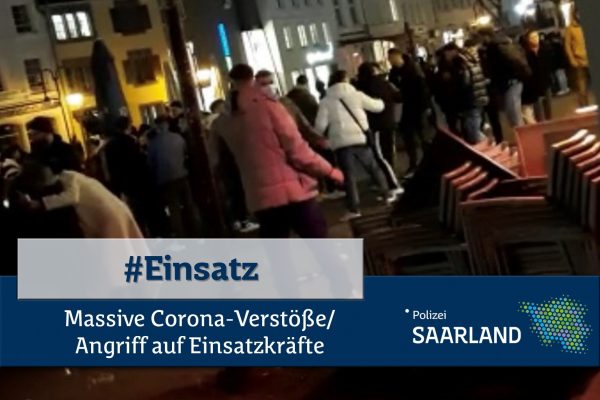 Am St. Johanner Markt in Saarbrücken kam es gestern zu zahlreichen Corona-Verstößen. Foto: Polizei Saarland