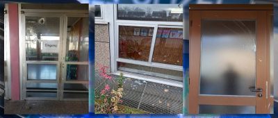 In Ensdorf werden immer wieder Bildungseinrichtungen beschädigt. Fotos: Gemeinde Ensdorf, Symbolfoto Hintergrund: picture alliance/dpa | Friso Gentsch