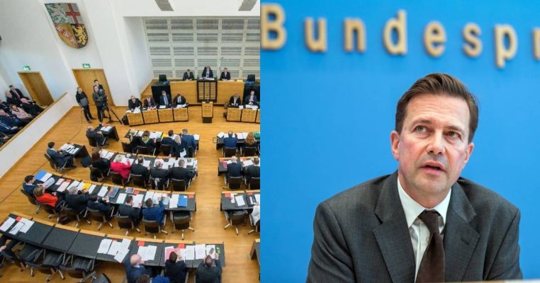 Sowohl die Fraktionen des saarländischen Landtags (Symbolfoto links: Oliver Dietze/dpa) als auch die Bundesregierung (Regierungssprecher Steffen Seibert auf Foto rechts: Jens Büttner/dpa) haben sich gegen Strafen für Imüfschwänzer ausgesprochen.