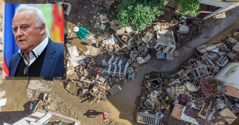 Klaus Bouillon (CDU) appelliert an die Saarländer:innen für die Opfer der Hochwasserkatastrophe zu spenden. Symbolfotos: Boris Roessler & Martin Schutt/dpa-Bildfunk